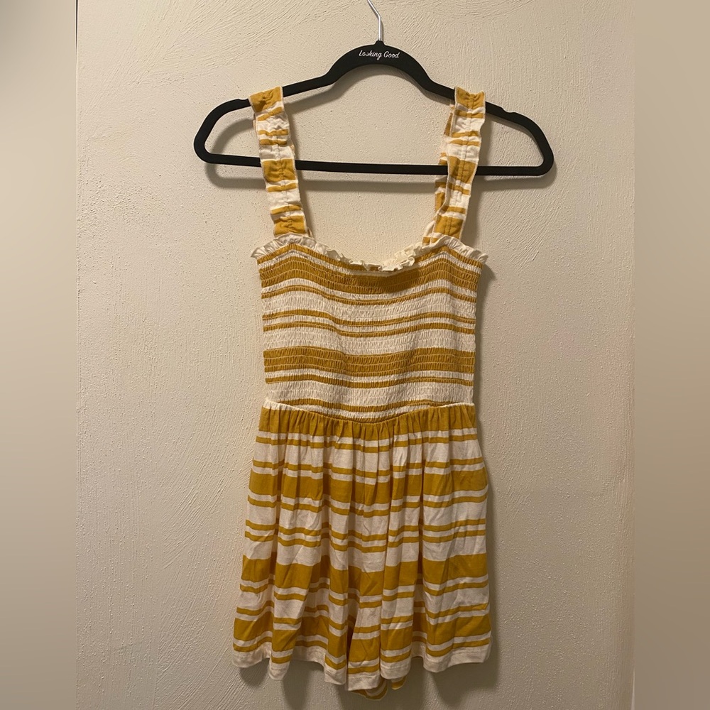 Billabong Cream and White Striped Girls L Romper